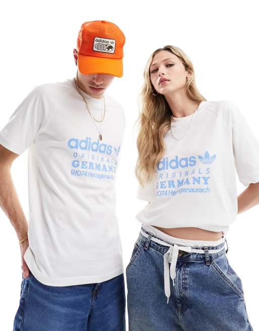 adidas Originals - T-shirt met grafische print in wit