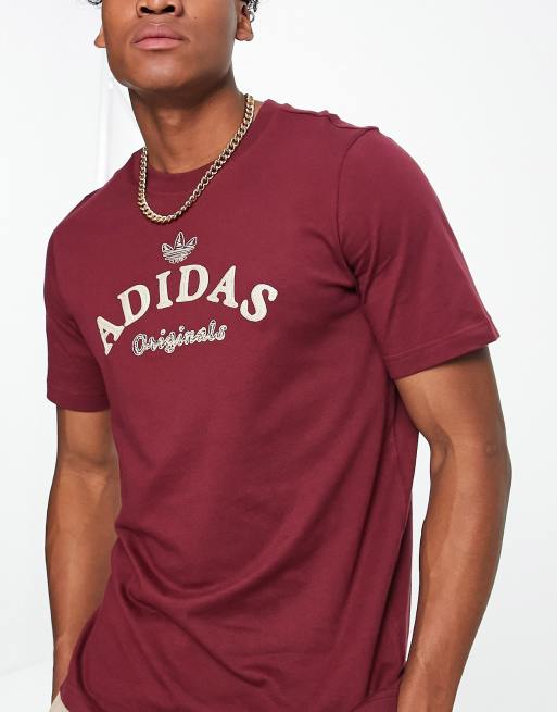 Adidas originals t shirt burgundy sale