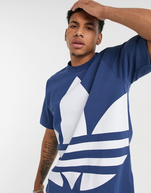 adidas Originals T shirt met groot trefoil logo in marineblauw