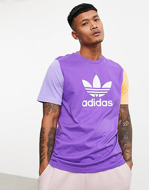 klink Zuidoost gesloten adidas Originals - T-shirt met kleurvlakken en trefoil in paars | ASOS