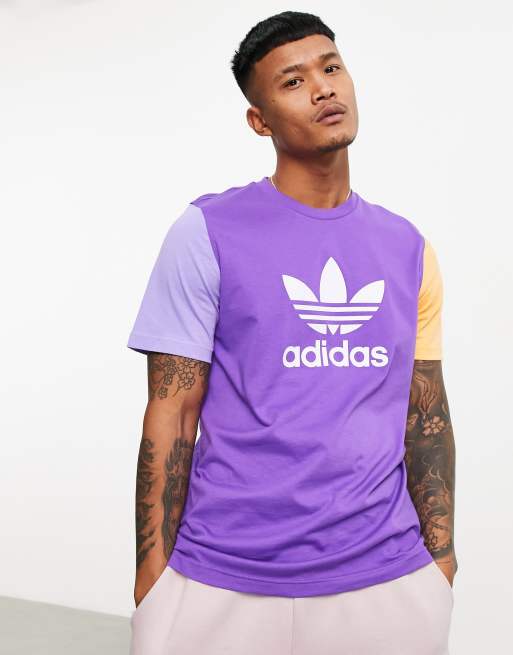 Twinkelen Orthodox idioom adidas Originals - T-shirt met kleurvlakken en trefoil in paars | ASOS