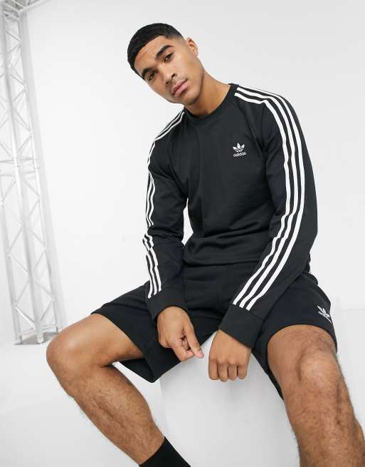 adidas - originals - t-shirt met lange mouwen en drie strepen in zwart