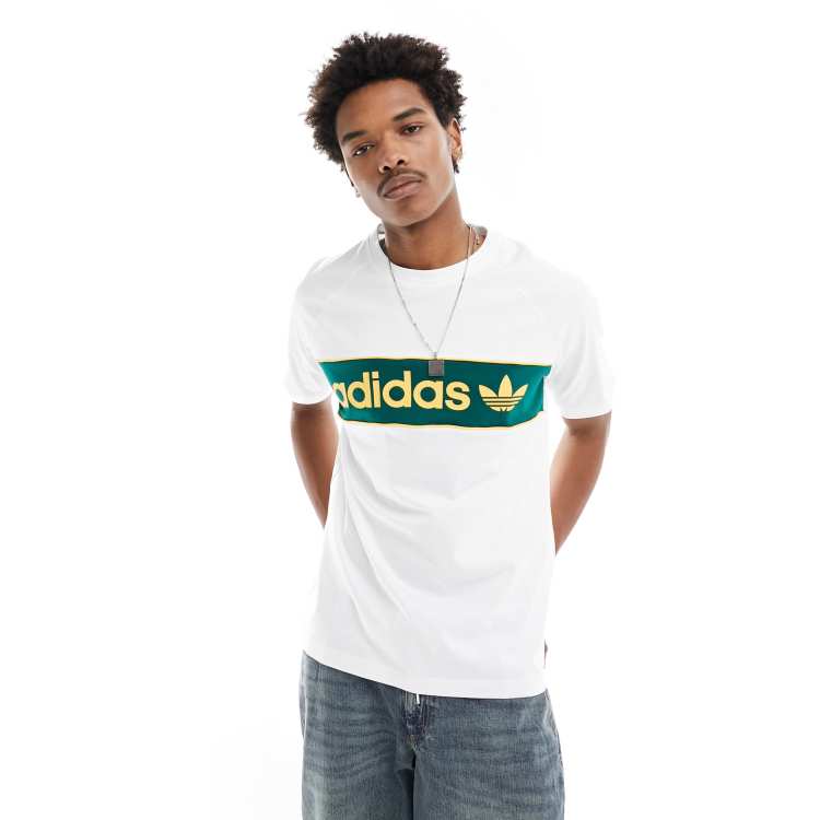 Adidas originals t-shirt with stripes cheap and central logo in tie dye