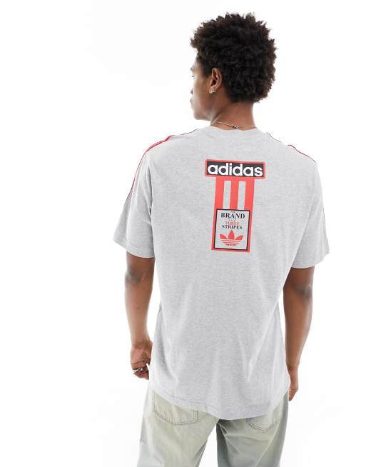 adidas Originals T shirt met logo in grijs en rood