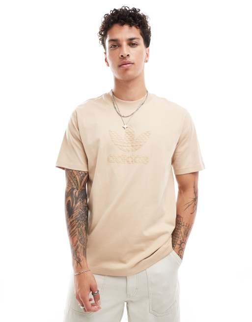 adidas Originals - T-shirt met monologo in beige