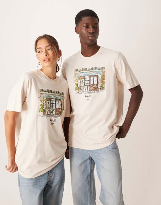 adidas Originals - T-shirt met Rome-print in wit