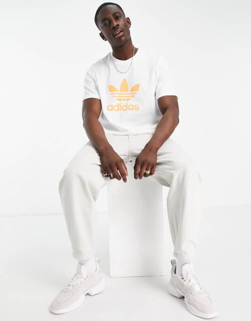 Adidas trefoil cheap tee white