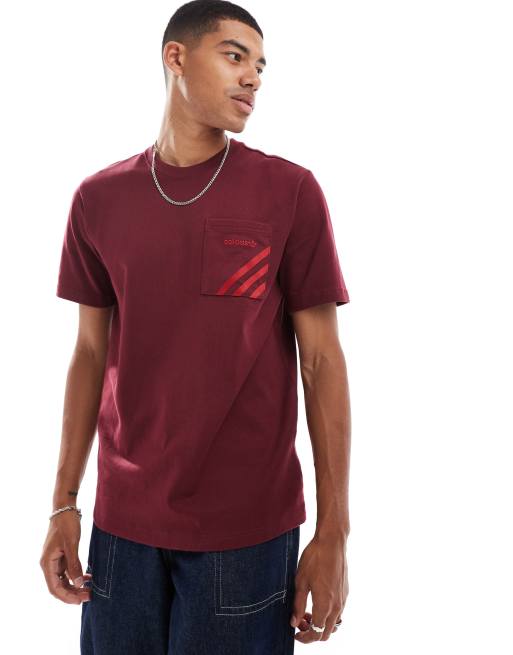 adidas Originals - T-shirt met zak in bordeauxrood