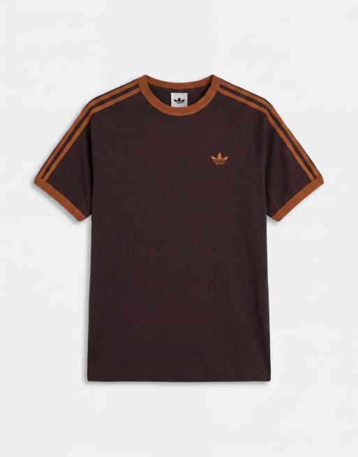 adidas Originals T-Shirt mit drei Streifen in Braun, 5 von 7