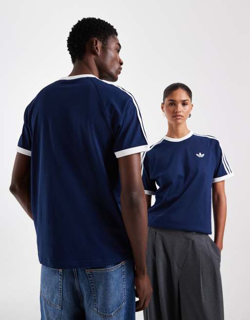 adidas Originals – T-Shirt mit drei Streifen in Marineblau, 4 von 4