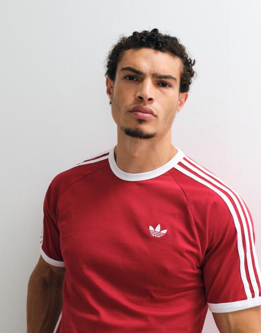 adidas Originals T-Shirt mit drei Streifen in Rot und Weiß, 5 von 5