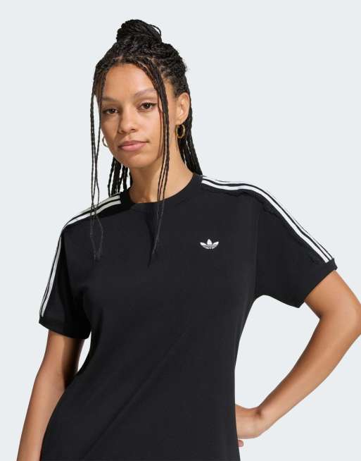adidas Originals T-Shirt mit Spitze und 3 Streifen in Schwarz, 4 von 4