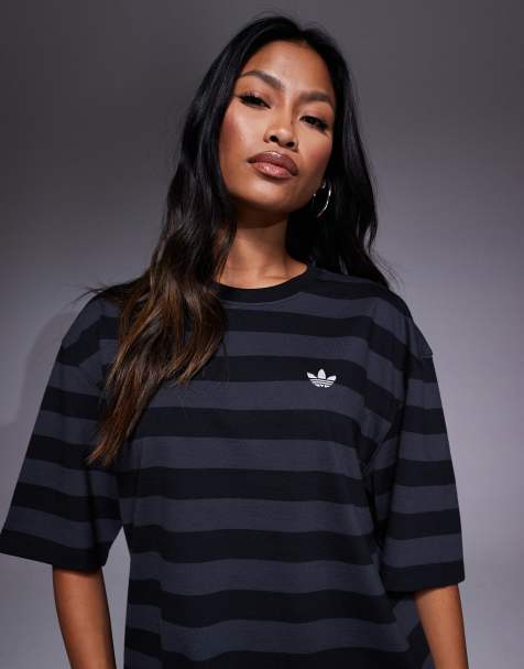 adidas Originals - T-shirt nera a righe - view 1