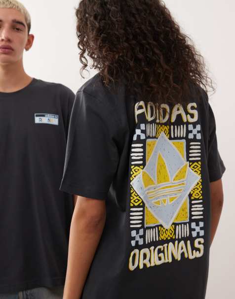 adidas Originals - T-shirt nero slavato con stampa anni '80 sul retro - view 1