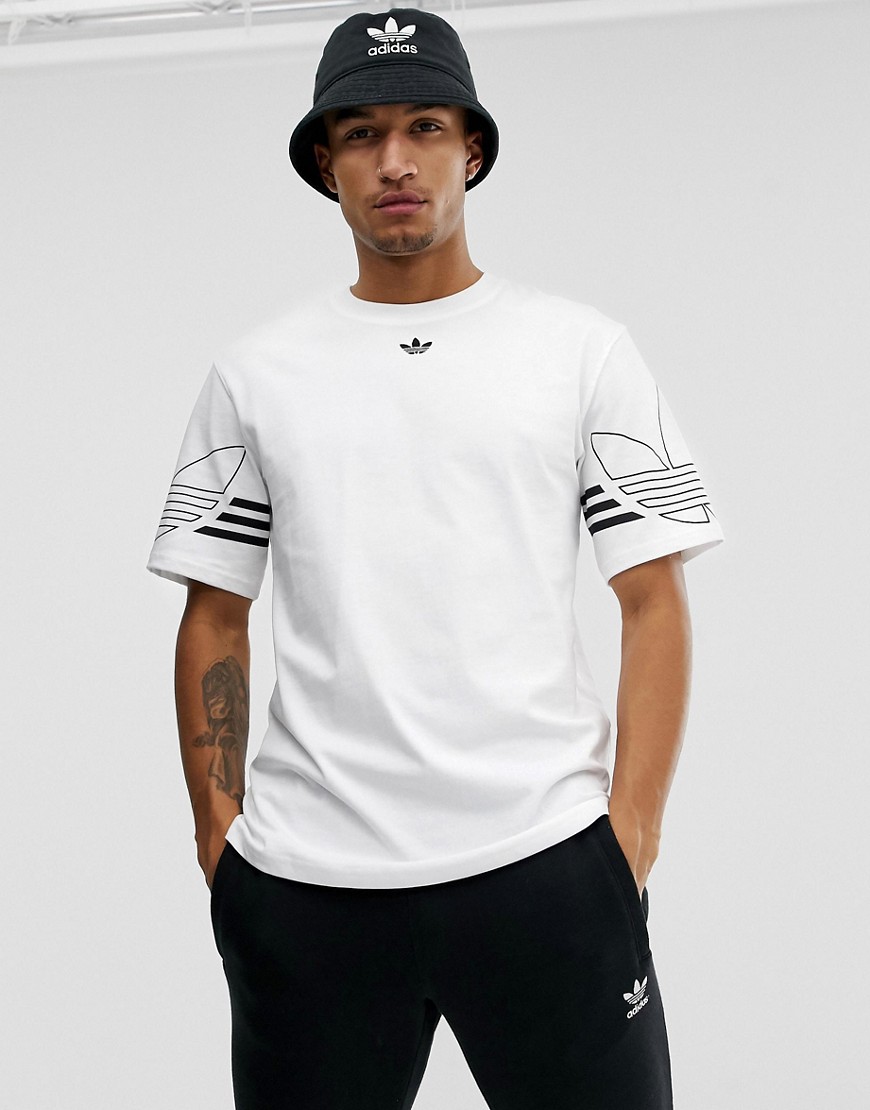 Adidas Originals T-Shirt Outline Trefoil Logo White DU8536
