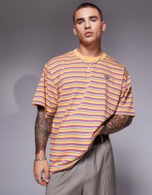 adidas Originals - T-shirt rayé - Orange