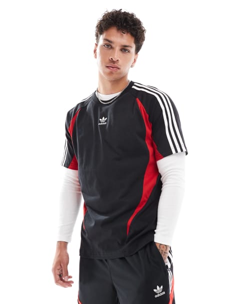 adidas Originals - T-shirt style urbain - Noir et rouge - view 1