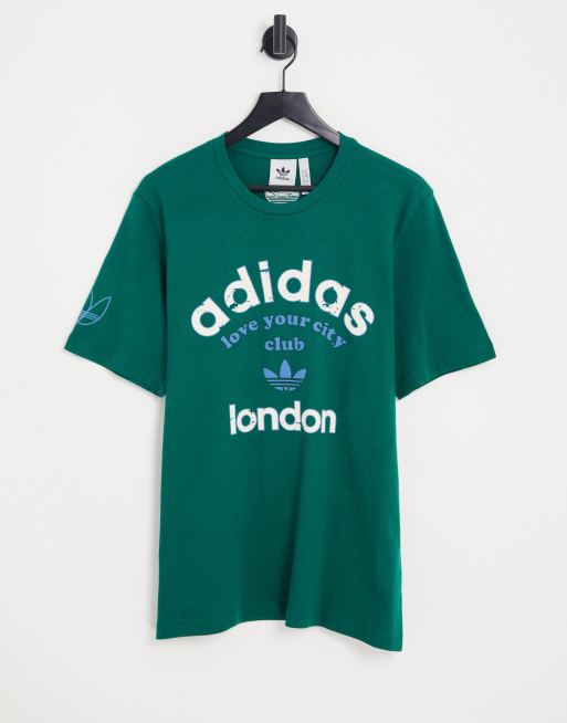 adidas Originals - T-shirt verde con logo e scritta 