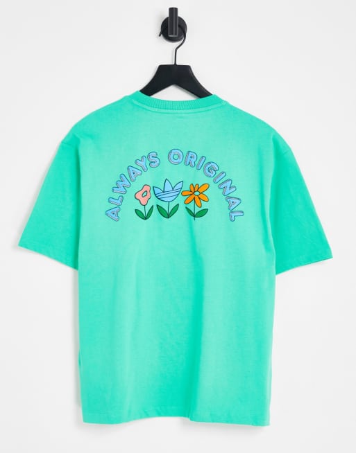 adidas Originals - T-shirt verde con stampa sul retro