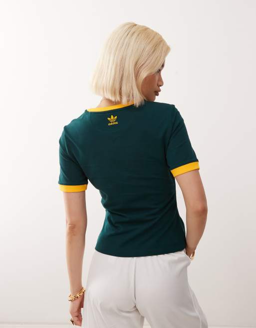 adidas Originals T-shirt verde e gialla con logo rétro ASOS
