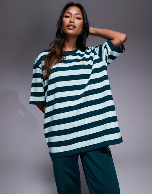 adidas Originals – T-shirt w zielone paski