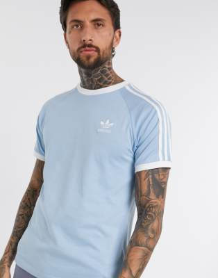 ADIDAS ORIGINALS T-SHIRT WITH 3 STRIPES IN LIGHT BLUE,FM3773