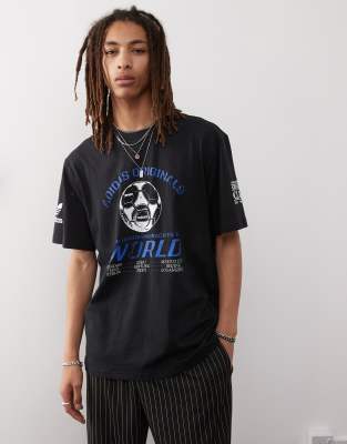 adidas Originals adidas Originals t-shirt with 90's football graphic in black