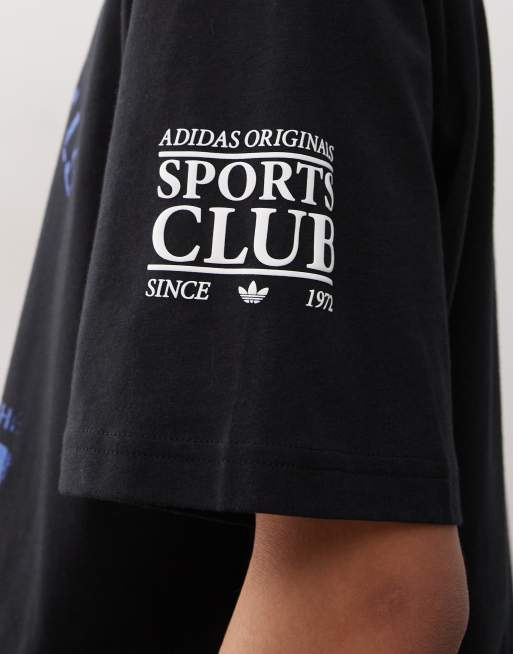 adidas Originals t-shirt with 90s football graphic in black