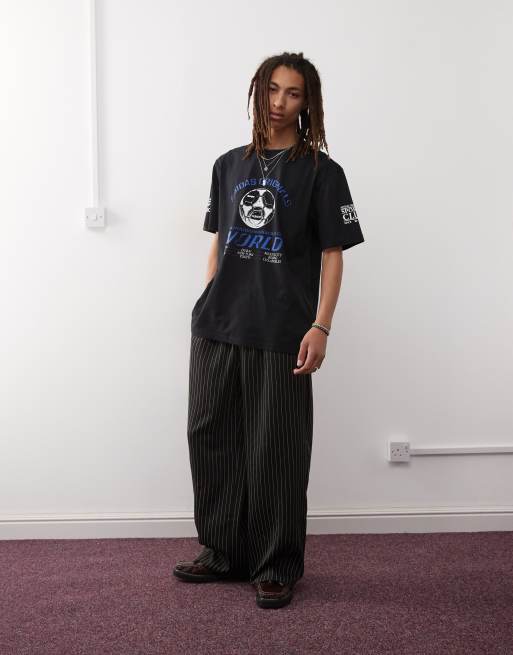 adidas Originals t-shirt with 90s football graphic in black