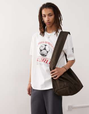 [adidas Originals] adidas Originals t-shirt with 90s football graphic in white L white