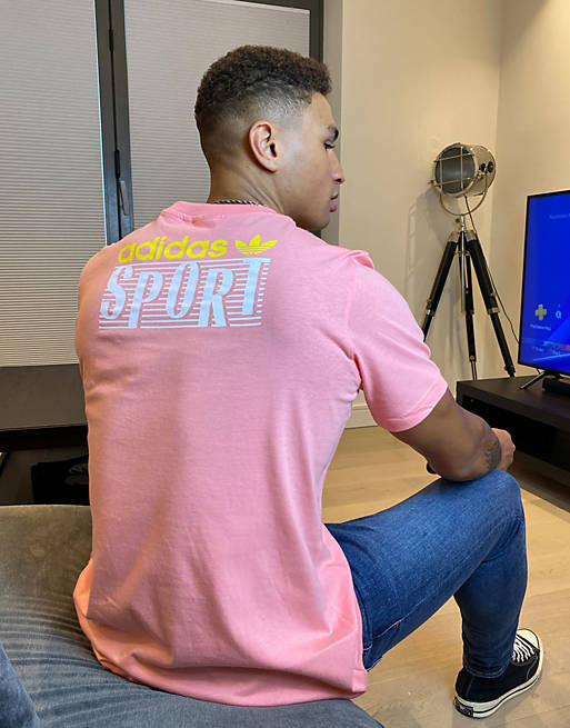 adidas Originals t-shirt with back print in pink | ASOS