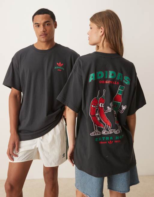 adidas Originals t-shirt with chilli graphic in black