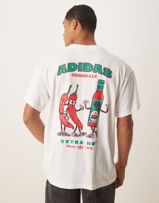 adidas Originals t-shirt with chilli graphic in white