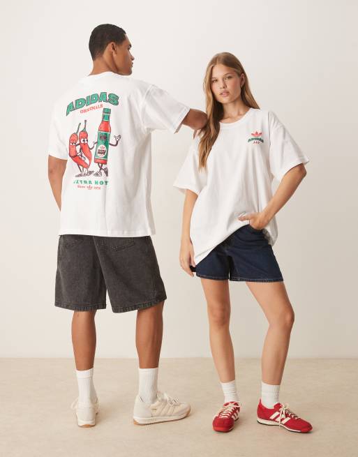 adidas Originals t-shirt with chilli graphic in white