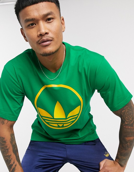 adidas Originals t-shirt with circle trefoil print in green
