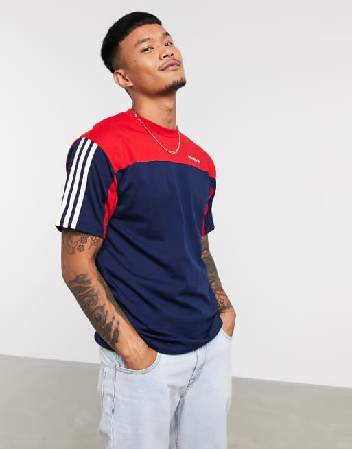 adidas Originals t shirt with cut and sew in navy