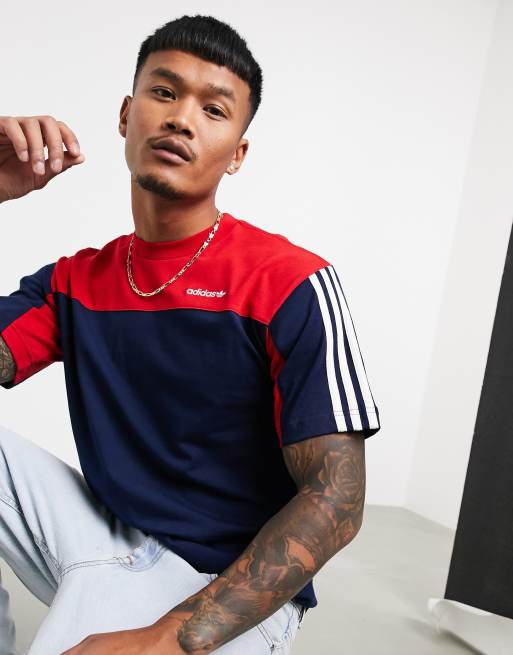 Adidas originals t shirt navy red sale