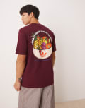 [adidas Originals] adidas Originals t-shirt with fruit graphic in burgundy-Red L Maroon