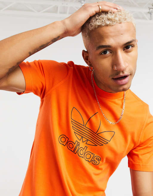 Adidas trefoil cheap orange t shirt