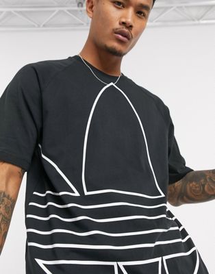 adidas Originals t-shirt with oversized outline trefoil in black | ASOS