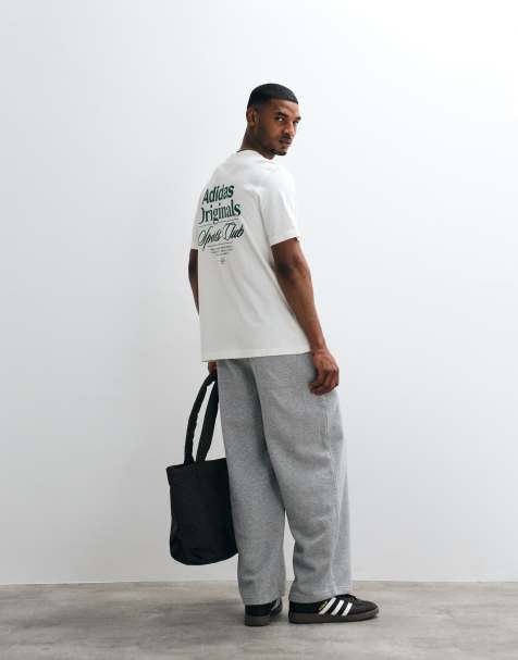 adidas Originals t-shirt with sports club back print in off white - view 1