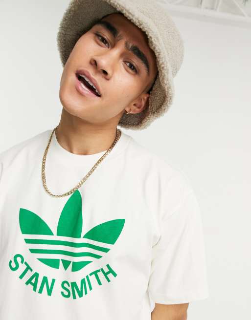 adidas Originals t shirt with Stan Smith logo print in off white