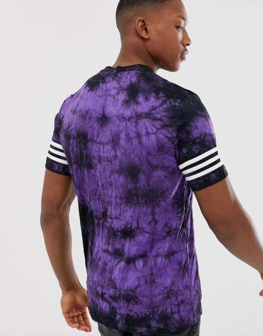 Adidas originals t-shirt with stripes 2025 and central logo in tie dye