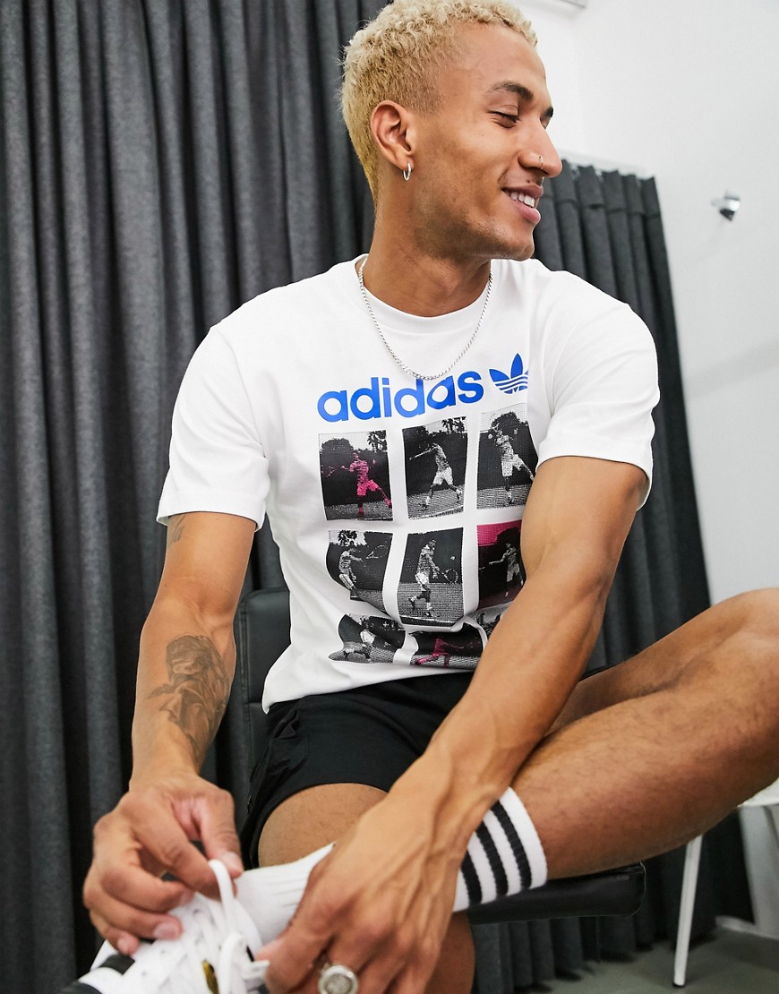 Adidas Originals t-shirt with tennis print in white