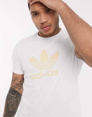 white and yellow adidas shirt