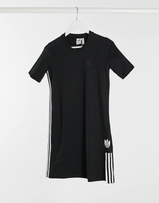 adidas Originals - T-shirtjurk met 3D trefoillogo in zwart