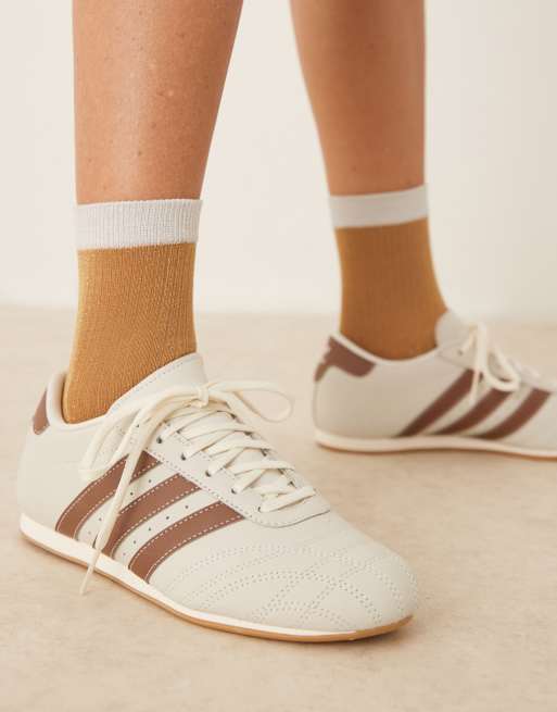 adidas Originals Taekwondo lace sneakers in off white and brown