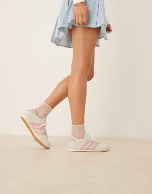 adidas Originals Taekwondo lace sneakers in off white and pink | ASOS