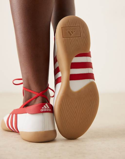 adidas Originals – Taekwondo Mei – Ballerinas in Weiß und Rot mit Gummisohle , 4 von 5