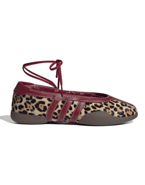 adidas Originals Taekwondo Mei ballet flats in leopard and burgundy - view 1
